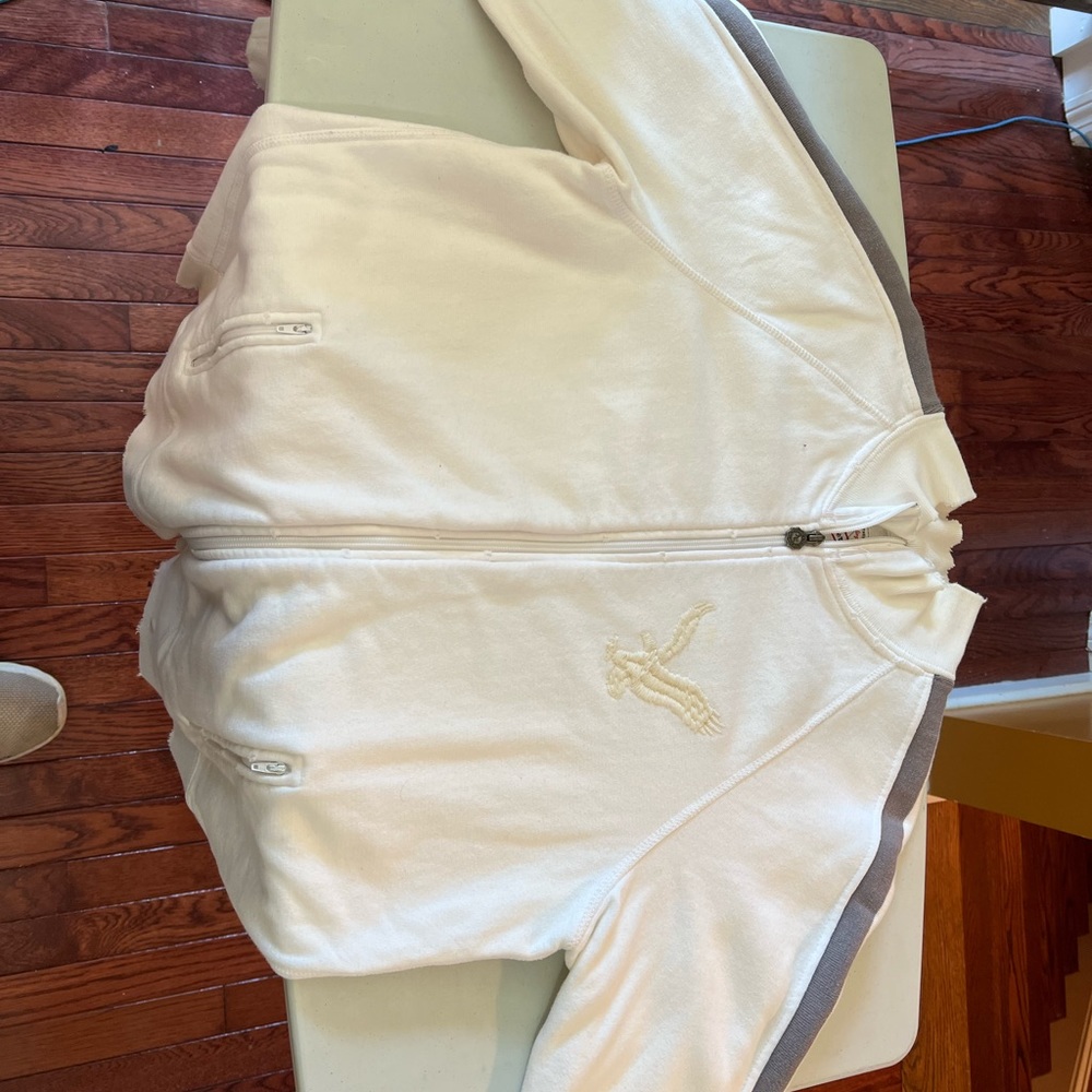 American Eagle Mens Large cotton fleece white and gray.